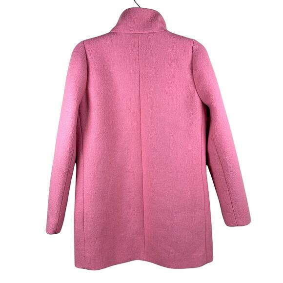 J.Crew Mercantile Wool Blend Pink Coat Size 0 | Funnel Neck Zip Front - Picture 2 of 10
